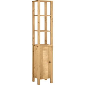 Hochschrank HOME AFFAIRE Ayanna Schränke Gr. B/H/T: 33 cm x 170 cm x 30 cm, 1 St., beige (natur) Bad-Hochschränke Hochschrank Schränke aus Massivholz, Breite 33 cm