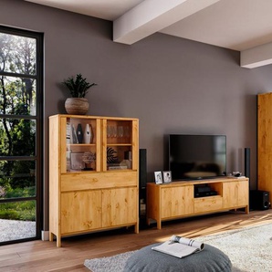 Home affaire Hochschrank Luven Höhe 137 cm, Massivholz, 4 Türen und 1 Schublade