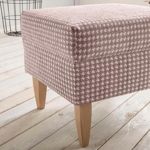 Hocker HOME AFFAIRE Asino Gr. B/H/T: 48 cm x 40 cm x 48 cm, Strukturstoff Hahnentritt, rosa Sitzhocker Hocker mit Hahnentritt-Bezug