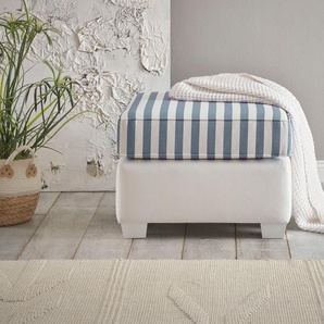 Home affaire Hocker CALIFORNIA, maritimer Landhausstil, Hocker in 2 Größen, Holzfüße Weiß lackiert
