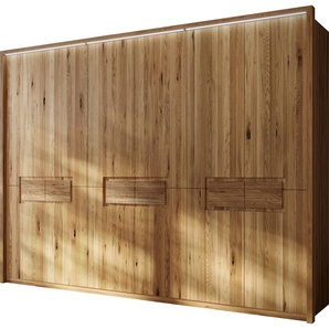 Home affaire Kleiderschrank »Ambroise, aus Wildeiche, inkl. Passepartout«, Massivholz-Kleiderschrank, im 50 cm Raster planbar