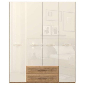 Home affaire Kleiderschrank Gala, beige hochglänzend UV lackiert, kratzfest, FSC-zertifiziert (abgerundete Schubladen aus MDF im Holzdekor, soft-close) hoher Schrank (224cm), wahlweise in 4 Breiten, Made in Europe