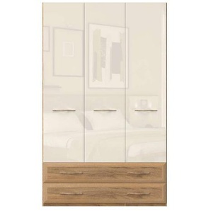 Home affaire Kleiderschrank Gala, beige hochglänzend UV lackiert, kratzfest, FSC-zertifiziert (abgerundete Schubladen aus MDF im Holzdekor, soft-close) hoher Schrank (224cm), in den Breiten 92 und 137cm, Made in Europe