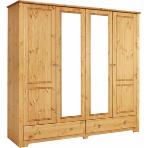 Home affaire Kleiderschrank Hugo (3 Breiten: 106/200/245 cm H/T ca. 190/58 cm) aus massiver Kiefer im Landhausstil, mit Spiegel