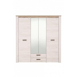 Home affaire Kleiderschrank Kent, FSC®-zertifizierter Holzwerkstoff, Made in Europe Schlafzimmerschrank mit Spiegel und Schubladen, 198,5x55,5x206,5cm