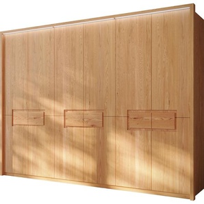 Home affaire Kleiderschrank »Léopoldine, aus Kernbuche, inkl. Passepartout«, Massivholz-Kleiderschrank, im 50 cm Raster planbar