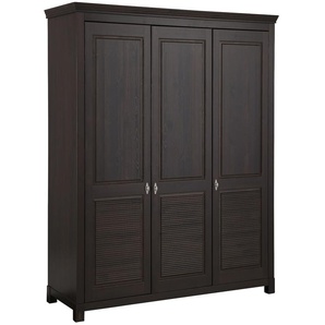 Home affaire Kleiderschrank »Rauna, mit Lamellen und Kassetten, klassischer Landhausstil, rustikal«, (2 Breiten: 113/159 cm H/T ca. 195/60 cm), massive Kiefer, Metallgriffe, mehrere Varianten, zeitloses Design