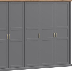 Home affaire Kleiderschrank Tara, wahlweise 4 Breiten, hoher Schrank 227cm, soft-close-Funktion (Landhausstil mit Kranzprofil und Kasettenoptik, Innen Holzdekor) lackiert mit hochwertigen wasserbasiertem UV-Lack, FSC-zertifiziert