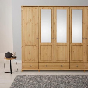 Home affaire Kleiderschrank »Tessin«, (B/H/T ca. 245/191/59 cm), Breite 245 cm, Kiefer massiv, mit Spiegel