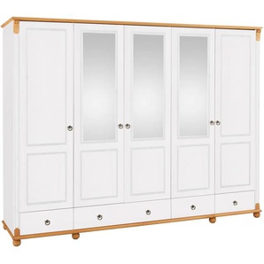 Home affaire Kleiderschrank »Tessin«, (B/H/T ca. 245/191/59 cm), Breite 245 cm, Kiefer massiv, mit Spiegel