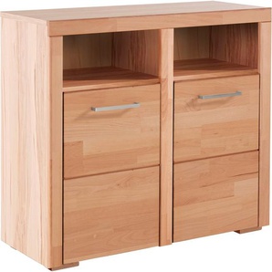 Home affaire Kommode Falco,89cm breit,35 cm tief, Fronten Massivholz, Kernbuche massiv, Holzwerkstoff, Metall Griffe,6Fächer