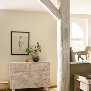 Home affaire Kommode Lavin, Mangoholz, mit dekorativen Schnitzereien, Handgefertigt, Breite 110 cm