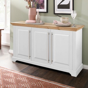Kommode HOME AFFAIRE Meliss Sideboards Gr. B/H/T: 132 cm x 70 cm x 39 cm, weiß (weiß, honig) Kommode Sideboards Aus Massivholz