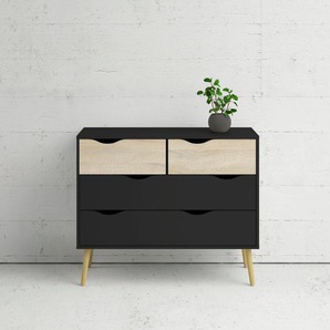Kommode HOME AFFAIRE Oslo Sideboards Gr. B/H/T: 98,7 cm x 81,7 cm x 39,1 cm, 4, schwarz (matt schwarz, eichefarben) Kommode Sideboards mit vielen Stauraummöglichkeiten, grifflos, zweifarbige Front