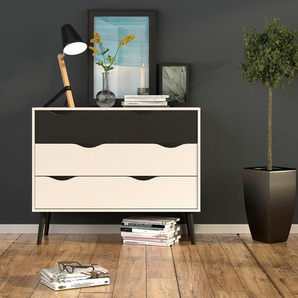 Kommode HOME AFFAIRE Oslo Sideboards Gr. B/H/T: 98,7 cm x 81,7 cm x 39,1 cm, 4, schwarz (weiß, matt schwarz) Kommode Sideboards mit vielen Stauraummöglichkeiten, grifflos, zweifarbige Front