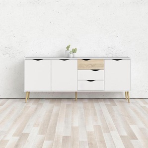 Kommode HOME AFFAIRE Oslo Sideboards Gr. B/H/T: 195,7 cm x 81,7 cm x 39,1 cm, 3, weiß (weiß, eiche struktur) Kommode Stilvolle mit 3 geräumige Schubladen und Türen