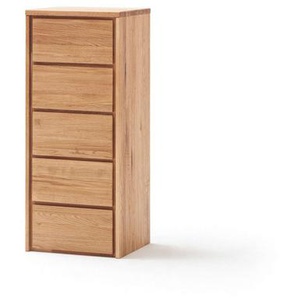Home affaire Schubkastenkommode Zetra Hochkommode, 5 Schubladen/1 Tür mit Soft-Close-Function, Fertig montiert, Eiche Massivholz, Breite 47 cm