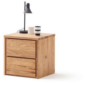 Home affaire Kommode Zetra Nachtkommode, Nachttisch, 2 Schubladen mit Soft-Close-Function, Fertig montiert, Eiche Massivholz, Breite 47 cm