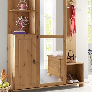 Kompaktgarderobe HOME AFFAIRE Finca Schränke Gr. B/H/T: 120 cm x 183 cm x 32 cm, 2 St., Basisausführung, beige (natur gebeizt, gewachst) Kompaktgarderoben aus massivem Kiefernholz, mit vielen Stauraummöglichkeiten