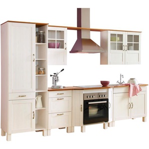 Home affaire Küchen-Set Alby, ohne E-Geräte, Breite 325 cm, aus massiver Kiefer B/T: cm x 50 Tiefe weiß, honigfarbe Küchenzeilen mit Geräten -blöcke Küchenmöbel