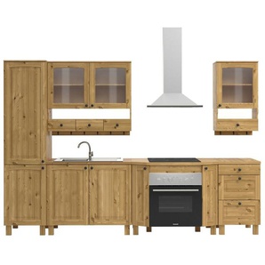 Kochstation Küchenzeile KS-Osby, Kiefer massiv, Breite 296 cm, ohne E-Geräte