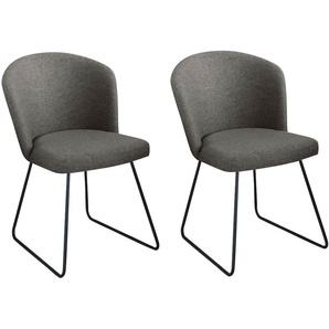 Kufenstuhl HOME AFFAIRE Moon Stühle Gr. B/H/T: 55 cm x 84,5 cm x 57,5 cm, 2 St., Strukturstoff, Metall, blau (stelar 97 graublau, schwarz) Weitere Stühle Schalensessel mit hohem Sitzkomfort, Recycelter Polyester