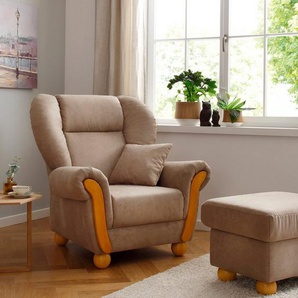 Home affaire Loungesessel Milano Vintage, hoher Sitzkomfort mit hoher Rückenlehne, incl. Zierkissen