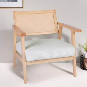Home affaire Loungesessel VILLAINE, Einzelsessel, Rattan-Sessel mit Wiener Geflecht, Cord, Webstoff