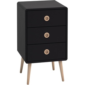 Nachtkommode HOME AFFAIRE Softline Sideboards Gr. B/H/T: 41,5 cm x 73 cm x 40 cm, 3, schwarz (schwarz lackiert) Nachtkonsolen und Nachtkommoden im Retrolook, Breite 41,5 cm