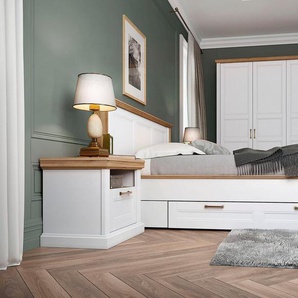 Home affaire Nachtkonsole Tara, im klassischen Landhausstil, FSC-zertifiziert (1 offenes Fach und 1 Schublade mit Metallgriff, Soft-Close-Funktion), lackiert mit wasserbasiertem UV-Lack, 62x43x52cm (BxHxT)
