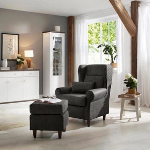 Home affaire Ohrensessel Eric, inklusive Hocker in Karostoff oder Luxusmicrofaser Vintageoptik