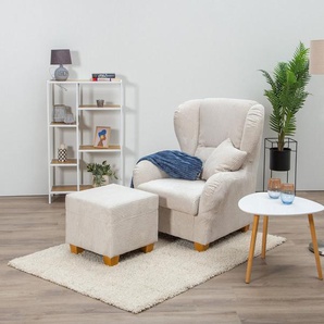 Home affaire Ohrensessel Oliver, Ohrensess,mit Hocker,Zierkissen,Klassische Form