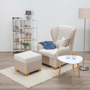 Home affaire Ohrensessel Oliver, Ohrensess,mit Hocker,Zierkissen,Klassische Form