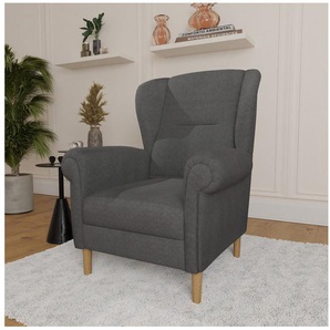 Home affaire Ohrensessel OSTIANO B/T/H: 80/82/98 cm, Sessel, Einzelstück, dicke geschwungene Armlehnen, uni und kariert