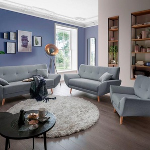 Home affaire Polstergarnitur Basta, (3-tlg), Komfortable Wellenunterfederung