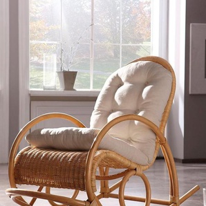 Schaukelstuhl HOME AFFAIRE Stühle Gr. B/H/T: 60 cm x 100 cm x 116 cm, mit Kissen, beige (natur) Schaukelstühle