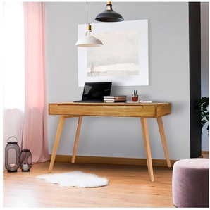 Home affaire Schreibtisch Albert, aus massivem Eichenholz, viele Stauraummöglichkeiten, Breite 110 cm