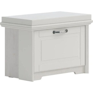 Schuhbank HOME AFFAIRE Evergreen Sitzbänke Gr. B/H/T: 69,9 cm x 49,1 cm x 38,5 cm, weiß (elfenbein weiß) Schuhbänke und Schuhtruhen Sitzbänke hochwertig UV lackiert, mit Sitzkissen, Soft-Close-Funktion