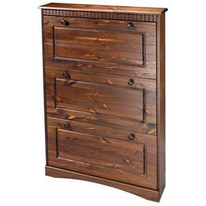 Home affaire Schuhschrank Rustic mit Knopfgriffen aus massiver Kiefer,FSC®-zertifiziert,Kassetenoptik