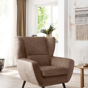 Sessel HOME AFFAIRE Forli Gr. Luxus-Microfaser, B/H/T: 87 cm x 105 cm x 95 cm, braun (cappucino) Design-Sessel Ohrensessel Sessel auch in NaturLEDER