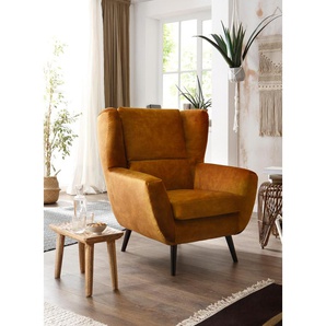 Sessel HOME AFFAIRE Forli Gr. Luxus-Microfaser, B/H/T: 87 cm x 105 cm x 95 cm, braun (goldbraun) Design-Sessel Ohrensessel Sessel auch in NaturLEDER