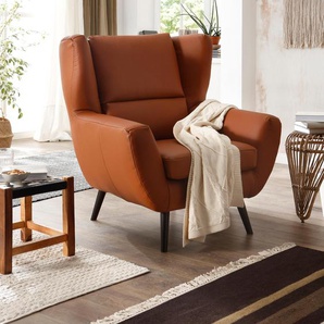 Sessel HOME AFFAIRE Forli Gr. NaturLEDER, B/H/T: 87 cm x 105 cm x 95 cm, braun (cognac) Design-Sessel Ohrensessel Sessel auch in NaturLEDER