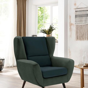 Sessel HOME AFFAIRE Forli Gr. Struktur, B/H/T: 87 cm x 105 cm x 95 cm, grün (waldgrün, grün) Design-Sessel Ohrensessel Sessel auch in NaturLEDER