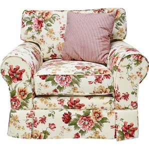 Sessel HOME AFFAIRE Laura K Gr. Baumwolle, B/H/T: 110 cm x 97 cm x 95 cm, weiß (cremeweiß, blumenmuster) Polstersessel Hussensessel Bezug 100% Baumwolle