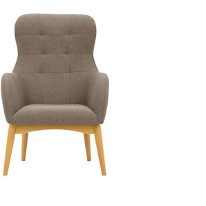 Sessel HOME AFFAIRE Leonarda Gr. Struktur, Füße Buche natur-Sessel, B/H/T: 66 cm x 101 cm x 88 cm, braun (hellbraun) Einzelsessel Loungesessel Sessel feine Steppung im Rücken
