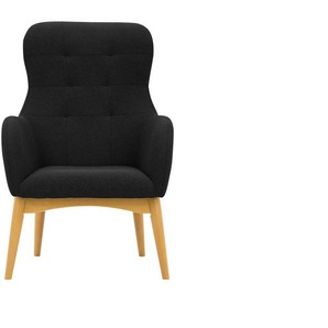 Sessel HOME AFFAIRE Leonarda Gr. Struktur, Füße Buche natur-Sessel, B/H/T: 66 cm x 101 cm x 88 cm, schwarz Einzelsessel Loungesessel Sessel feine Steppung im Rücken