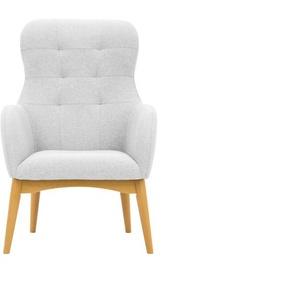 Sessel HOME AFFAIRE Leonarda Gr. Struktur, Füße Buche natur-Sessel, B/H/T: 66 cm x 101 cm x 88 cm, silberfarben (silber) Einzelsessel Loungesessel Sessel feine Steppung im Rücken