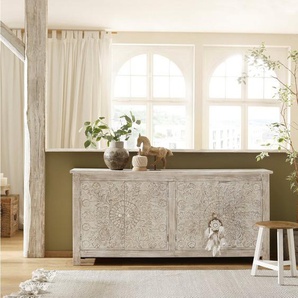 Home affaire Sideboard Fenris, aus massiven Mangoholz, mit dekorativen Schnitzereien, Breite 175 cm