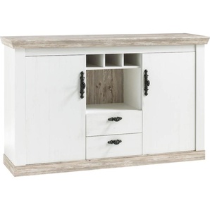 Sideboard HOME AFFAIRE Florenz Sideboards Gr. B/H/T: 168 cm x 104 cm x 44 cm, 2, weiß (pinie weiß) Sideboards im romantischen Landhaus-Look, Breite 168 cm
