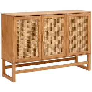 Home affaire Sideboard Linz, Kommode mit Rattangeflecht auf den Türfronten, aus Massivholz